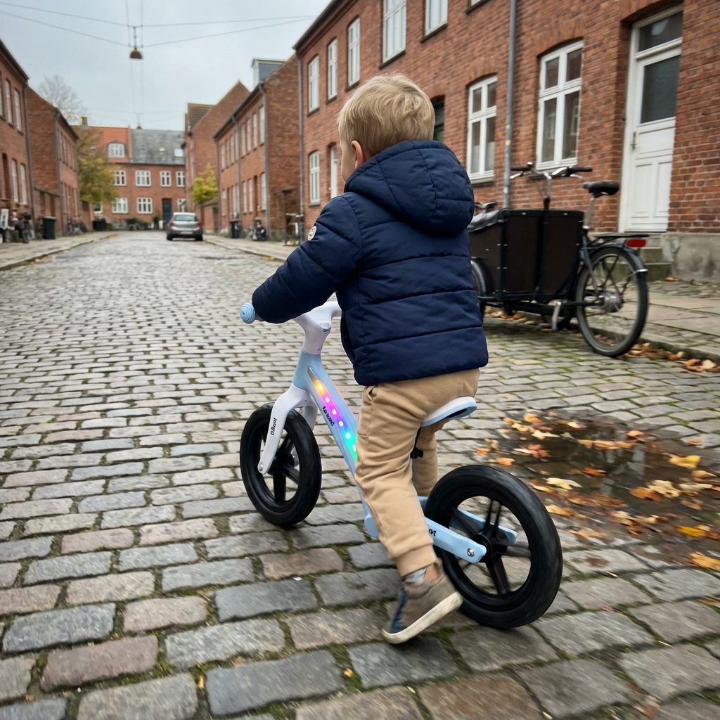 Glimmt - Løbecykel med LED til børn 3-7 år - Blue - Løbecykel test - Vildmedbørn.dk